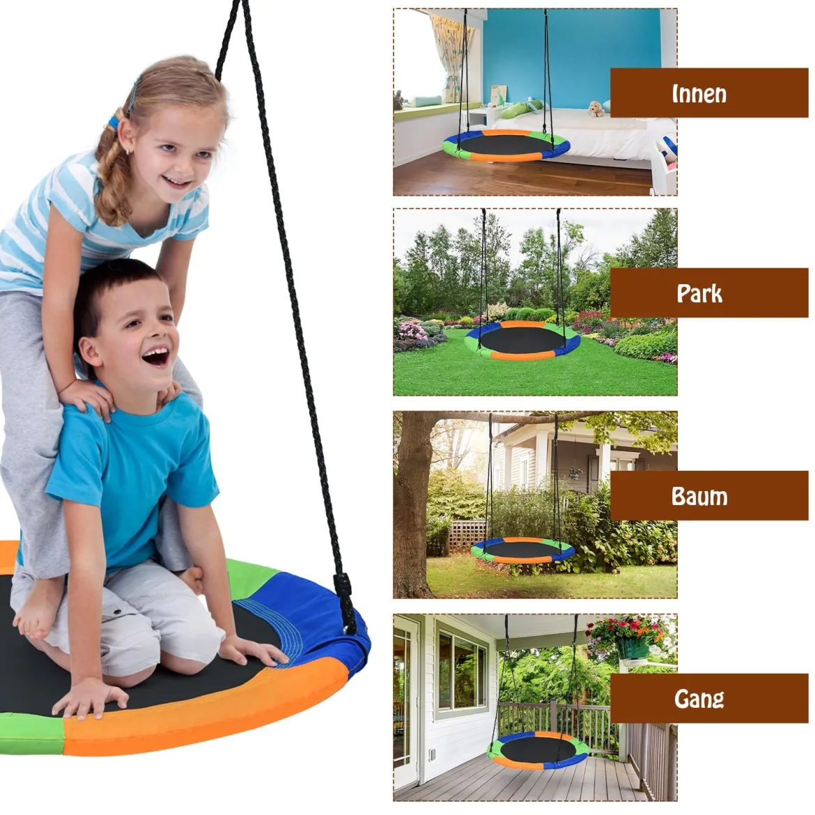 Baumschaukel Nestschaukel KinderschaukelRundschaukel Indoor-Outdoor-Schaukel Bunt