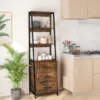 Bücherregal Büroregal mit 3 Schubladen & 4 offenen Regalen 51 x 40 x 175 cm Rustikales Braun + Schwarz