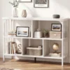 Bücherregal 3 Ebenen Standregal mit 5 Offenen Fächern & Seitlichen Schutzstreben 109 x 34 x 76 cm Weiß