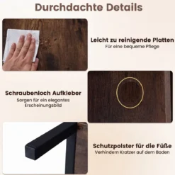 Bücherregal 3 Ebenen Standregal mit 5 Offenen Fächern & Seitlichen Schutzstreben 109 x 34 x 76 cm Braun