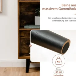 Bücherregal Holz Aufbewahrungsschrank mit Türen und offene Regale 80 x 24 x 120 cm Kaffee