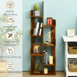 Bücherregal im Baumform mit 8 Fächern Standregal Aufbewahrungsregal 50 x 25 x 145 cm