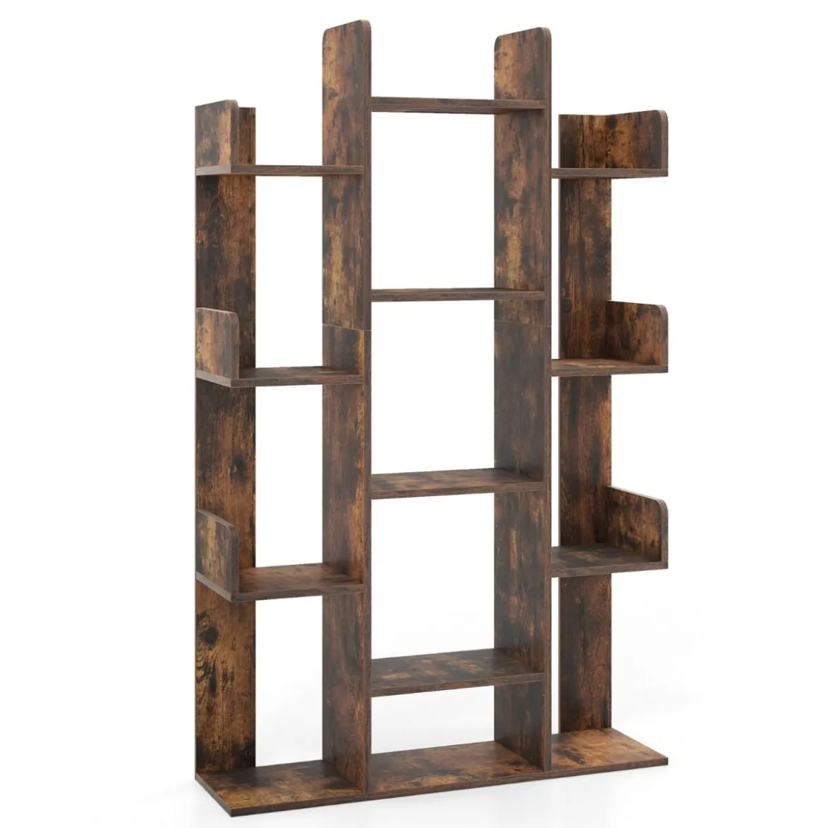Bücherregal im Baumform Regal mit 13 offenen Fächern 86 x 24,5 x 141 cm Weiß/Braun