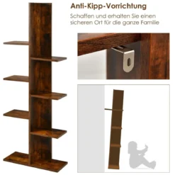 Bücherregal in Baumform mit 8 Ablagen Freistehendes Standregal Büroregal 50 x 20 x 141 cm