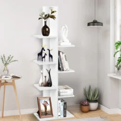 Bücherregal in Baumform mit 8 Ablagen Freistehendes Standregal Büroregal 50 x 20 x 141 cm