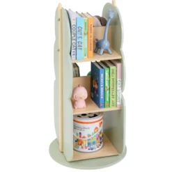 Bücherregal Kinder drehbares Kinderregal mit 3 Ebenen & 5 offene Fächern 30 x 30 x 90 cm Grün