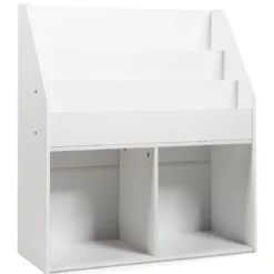 Bücherregal Kinderregal Spielzeugkiste mit 3 Fächern Weiß Holz 73 x 30 x 80 cm