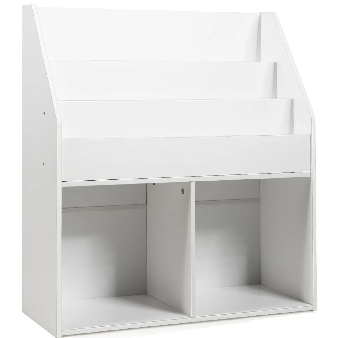 Bücherregal Kinderregal Spielzeugkiste mit 3 Fächern Weiß Holz 73 x 30 x 80 cm