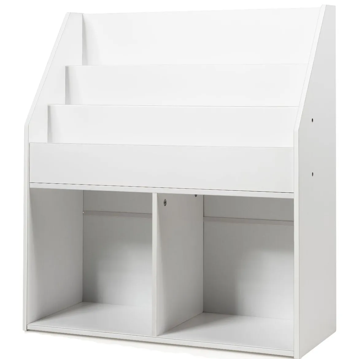 Bücherregal Kinderregal Spielzeugkiste mit 3 Fächern Weiß Holz 73 x 30 x 80 cm