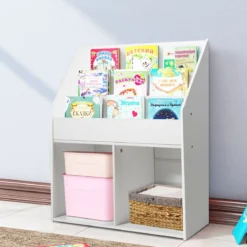 Bücherregal Kinderregal Spielzeugkiste mit 3 Fächern Weiß Holz 73 x 30 x 80 cm