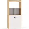 Bücherregal mit Doppeltürschrank 3-stöckiges Standregal mit Offenen Fächern 60 x 30 x 133 cm