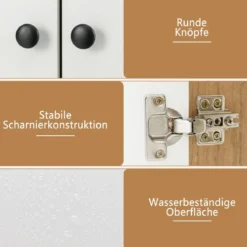 Bücherregal mit Doppeltürschrank 3-stöckiges Standregal mit Offenen Fächern 60 x 30 x 133 cm