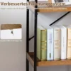 Bücherregal mit 5 Ebenen & Metallrahmen & Industrie-Design Standregal Büroregal Braun