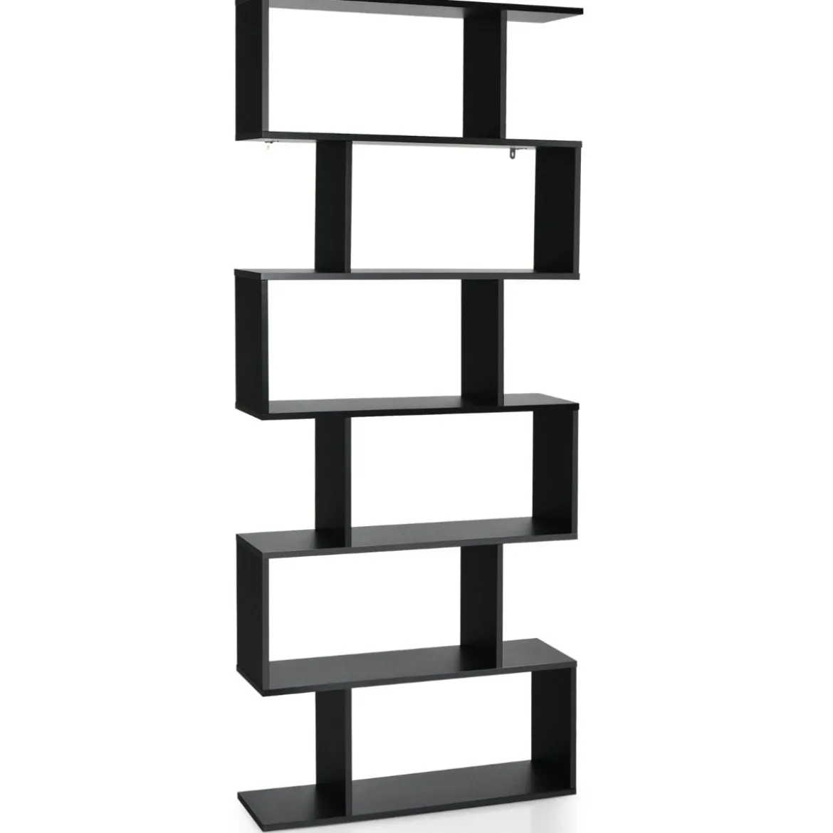 Bücherregal mit 6 Ebenen S-Form Standregal Freistehender Raumteiler Büroregal 80 x 23 x 192 cm