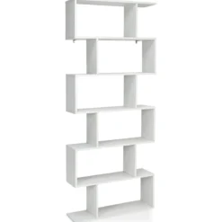 Bücherregal mit 6 Ebenen S-Form Standregal Freistehender Raumteiler Büroregal 80 x 23 x 192 cm