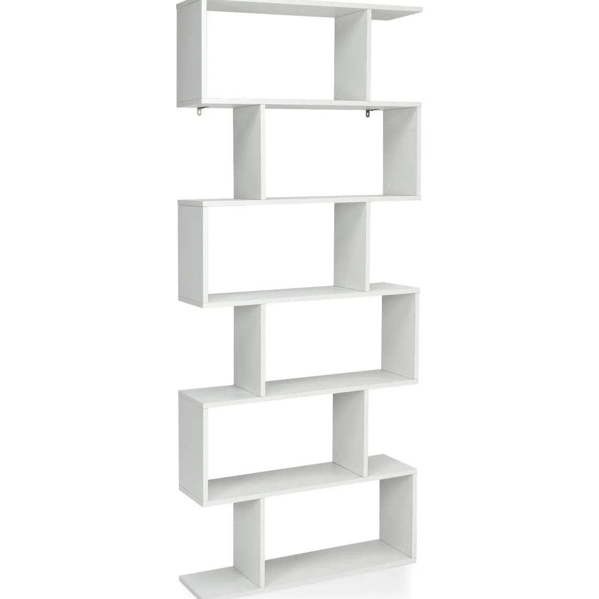 Bücherregal mit 6 Ebenen S-Form Standregal Freistehender Raumteiler Büroregal 80 x 23 x 192 cm