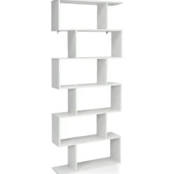 Bücherregal mit 6 Ebenen S-Form Standregal Freistehender Raumteiler Büroregal 80 x 23 x 192 cm