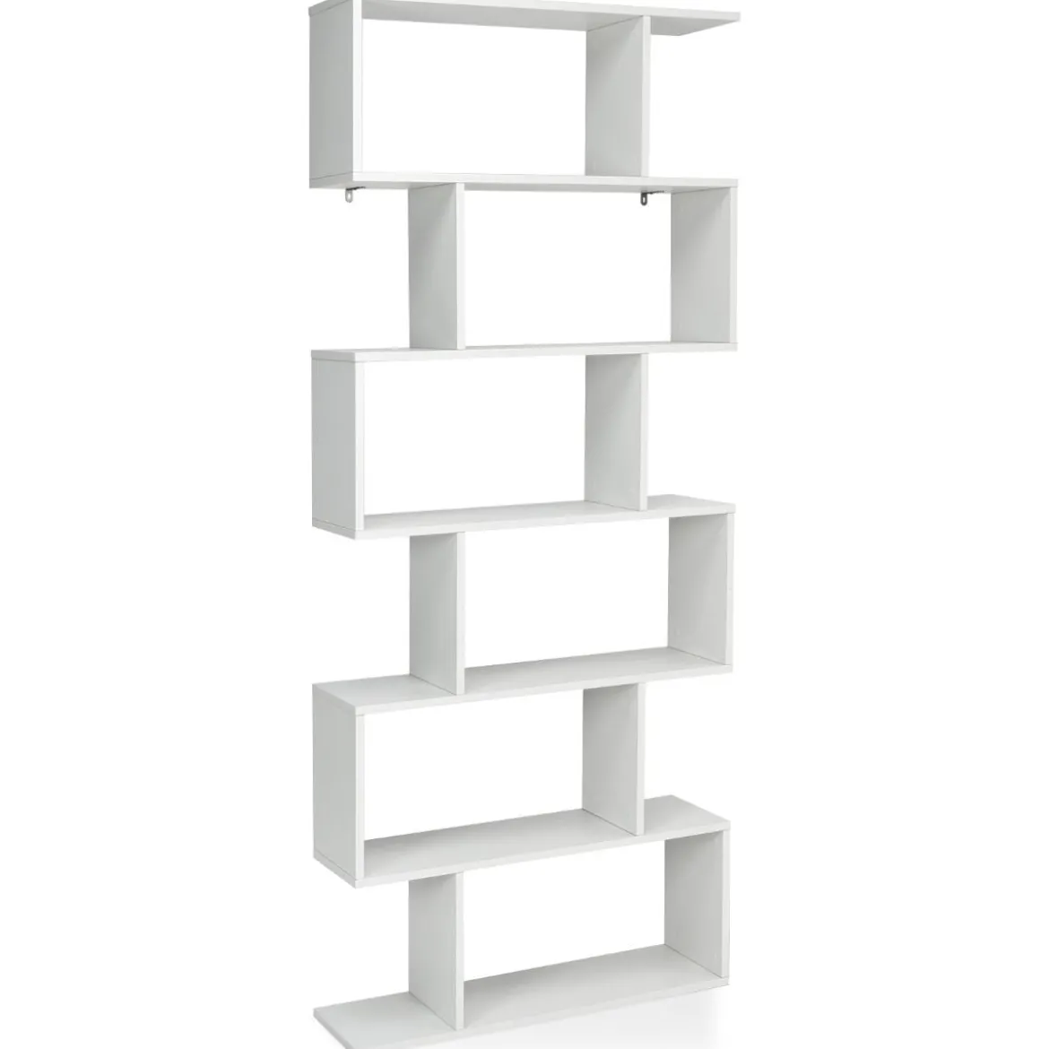 Bücherregal mit 6 Ebenen S-Form Standregal Freistehender Raumteiler Büroregal 80 x 23 x 192 cm
