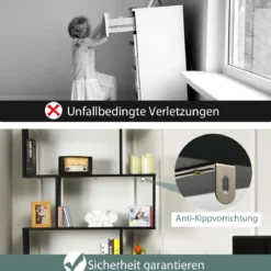 Bücherregal mit 6 Ebenen S-Form Standregal Freistehender Raumteiler Büroregal 80 x 23 x 192 cm