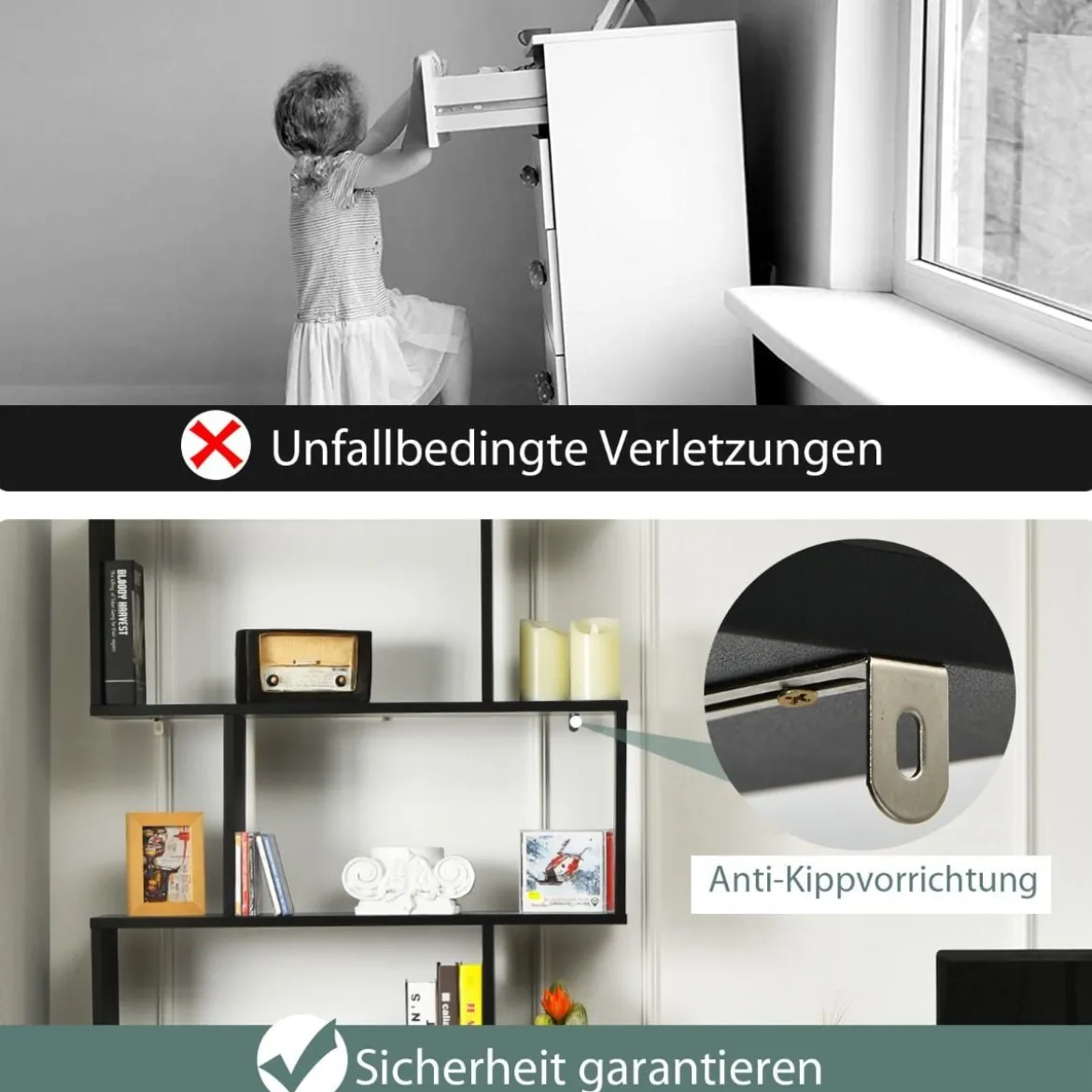 Bücherregal mit 6 Ebenen S-Form Standregal Freistehender Raumteiler Büroregal 80 x 23 x 192 cm