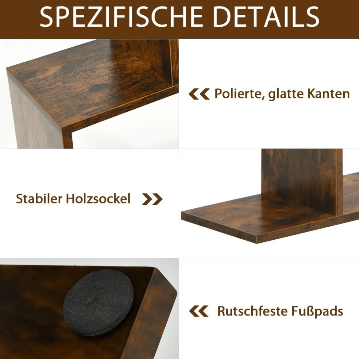 Bücherregal mit 6 Ebenen S-Form Standregal Freistehender Raumteiler Büroregal 80 x 23 x 192 cm