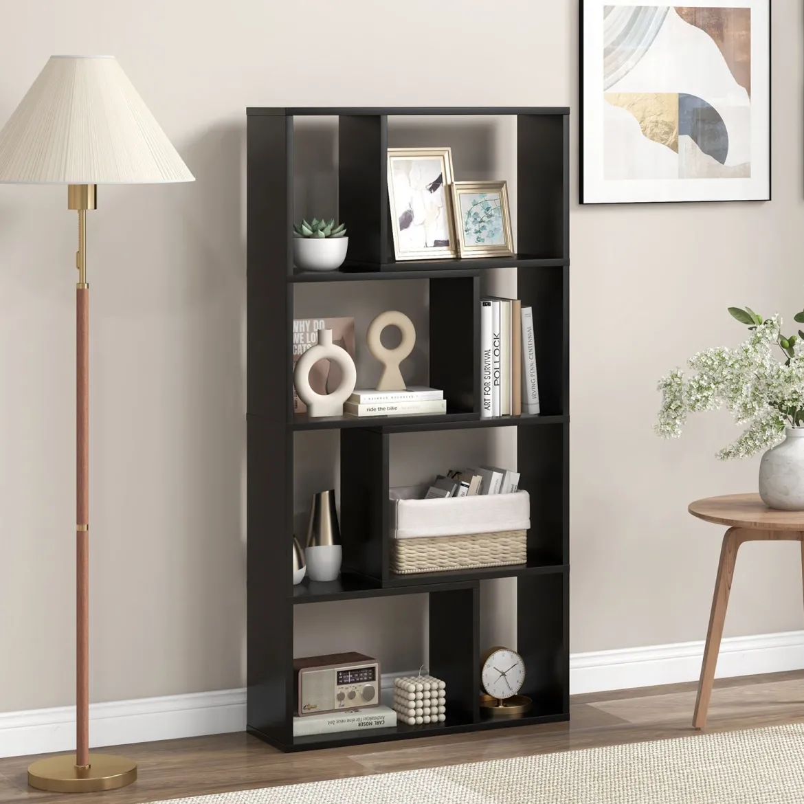Bücherregal mit 4 Ebenen Standregal mit 8 Fächern Würfelregal Regal 60 x 20 x 120 cm