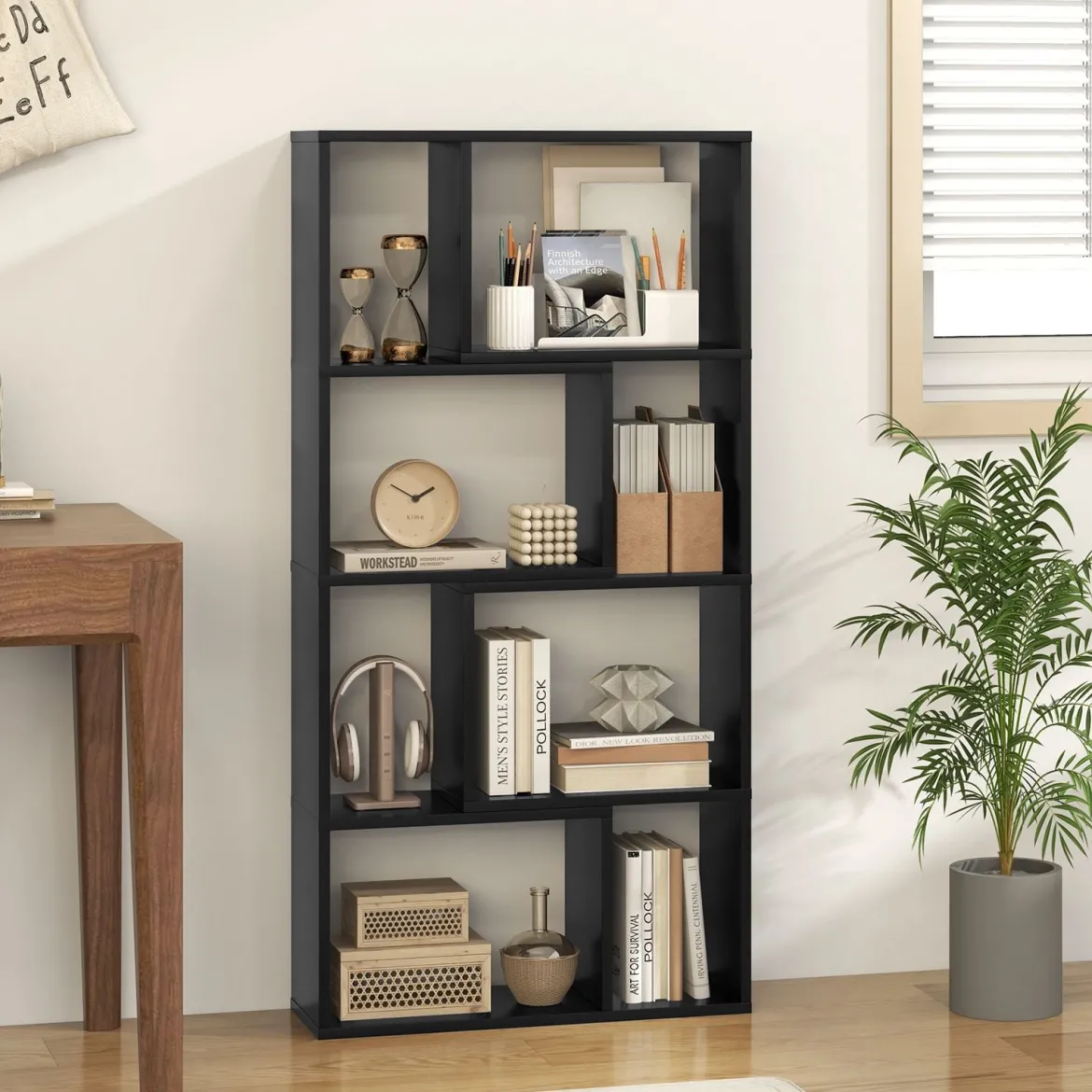 Bücherregal mit 4 Ebenen Standregal mit 8 Fächern Würfelregal Regal 60 x 20 x 120 cm