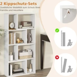 Bücherregal mit 4 Ebenen Standregal mit 8 Fächern Würfelregal Regal 60 x 20 x 120 cm