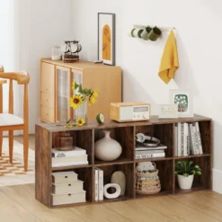 Bücherregal mit 8 Fächern Bücherschrank Büroregal Würfelregal Standregal 121,5 x 29 x 61 cm