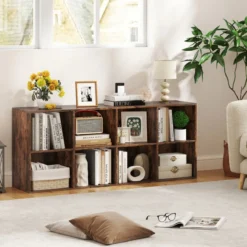 Bücherregal mit 8 Fächern Bücherschrank Büroregal Würfelregal Standregal 121,5 x 29 x 61 cm