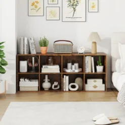 Bücherregal mit 8 Fächern Bücherschrank Büroregal Würfelregal Standregal 121,5 x 29 x 61 cm