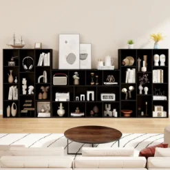 Bücherregal mit 11 Fächern Bücherschrank Büroregal Würfelregal 74 x 24 x 106 cm Schwarz