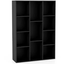 Bücherregal mit 11 Fächern Bücherschrank Büroregal Würfelregal 74 x 24 x 106 cm Schwarz