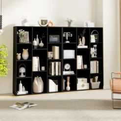 Bücherregal mit 11 Fächern Bücherschrank Büroregal Würfelregal 74 x 24 x 106 cm Schwarz