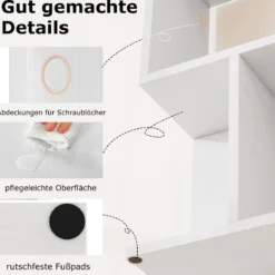 Bücherregal mit 4 Fächern Beistelltisch Couch Nachttisch Sofatisch Raumteiler Holz 50 x 17,5 x 55,5 cm Weiß