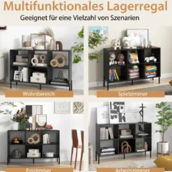 Bücherregal mit 6 Fächern & Erhöhten Metallbeinen & Verstellbaren Regalen Ablageregal