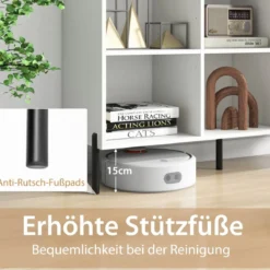 Bücherregal mit 6 Fächern & Erhöhten Metallbeinen & Verstellbaren Regalen Ablageregal
