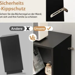 Bücherregal mit 6 Fächern & Erhöhten Metallbeinen & Verstellbaren Regalen Ablageregal