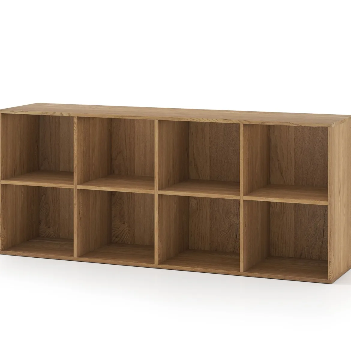 Bücherregal mit 8 Fächern freistehender Bücherschrank mit Kippshutz & rutschfesten Füßen Aufbewahrungsregal Natur