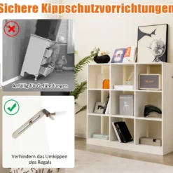 Bücherregal mit 9 Fächern Raumteiler Regal Würfelregal Standregal 107,5 x 33 x 107,5 cm Weiß