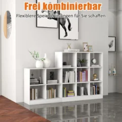 Bücherregal mit 9 Fächern Raumteiler Regal Würfelregal Standregal 107,5 x 33 x 107,5 cm Weiß