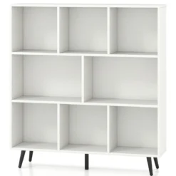 Bücherregal mit Fächern Standregal mit 3 Ebenen & Holzbeine Würfelregal Büroregal 100 cm
