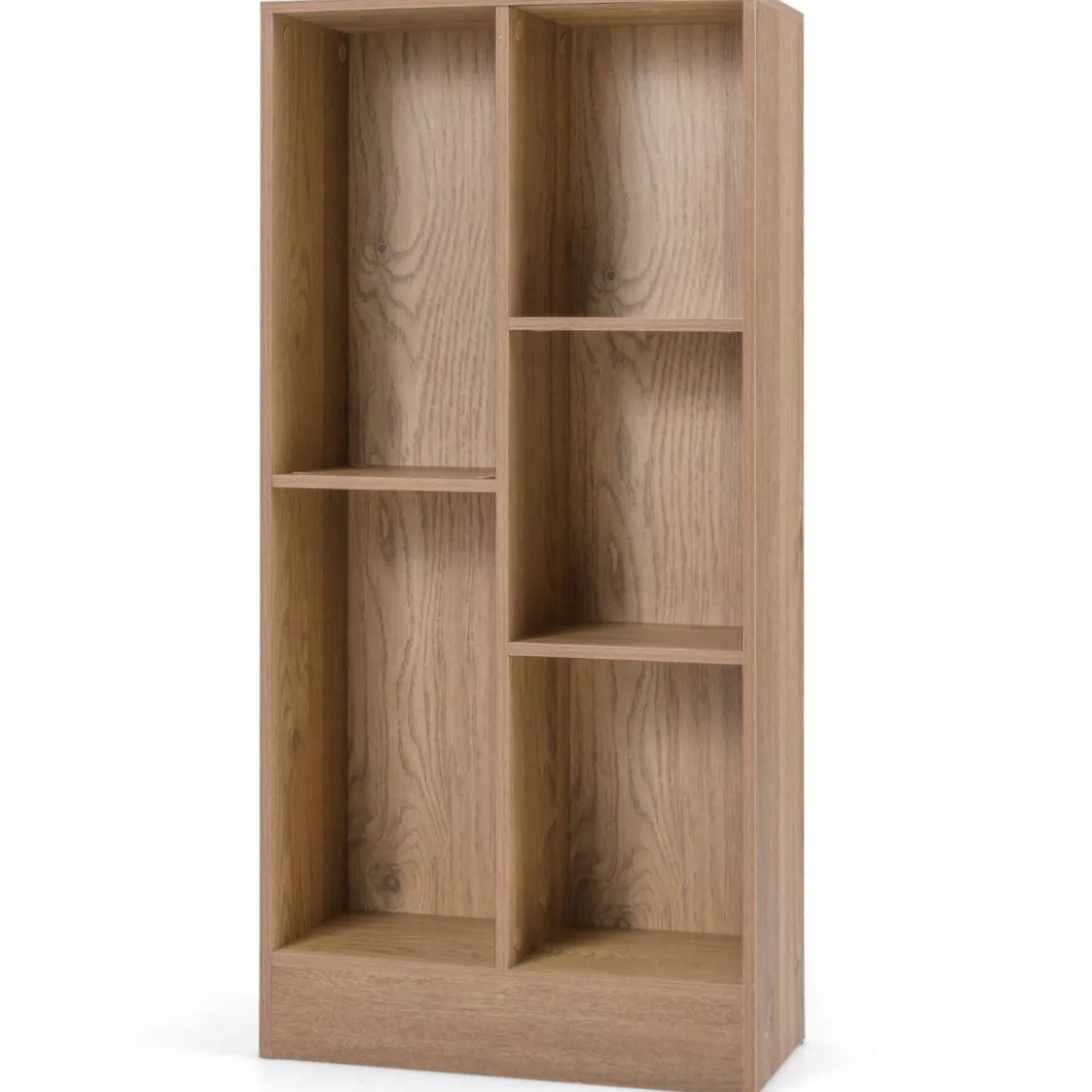 Bücherregal mit 5 Fächern Standregal Würfelregal Büroregal Aufbewahrungregal 50 x 24 x 104 cm Weiß/Natur