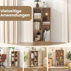 Bücherregal mit 5 Fächern Standregal Würfelregal Büroregal Aufbewahrungregal 50 x 24 x 104 cm Weiß/Natur