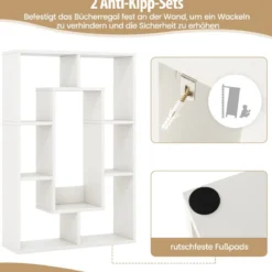 Bücherregal mit 7 Fächern Standregal Raumteiler Regal Würfelregal mit Kippschutz 60 x 20 x 90 cm