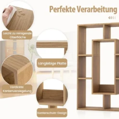 Bücherregal mit 7 Fächern Standregal Raumteiler Regal Würfelregal mit Kippschutz 60 x 20 x 90 cm