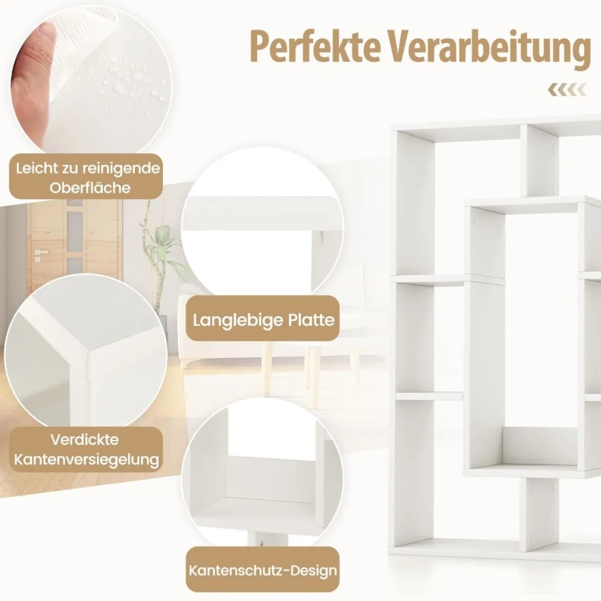 Bücherregal mit 7 Fächern Standregal Raumteiler Regal Würfelregal mit Kippschutz 60 x 20 x 90 cm