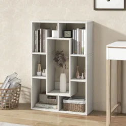 Bücherregal mit 7 Fächern Standregal Raumteiler Regal Würfelregal mit Kippschutz 60 x 20 x 90 cm