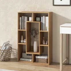 Bücherregal mit 7 Fächern Standregal Raumteiler Regal Würfelregal mit Kippschutz 60 x 20 x 90 cm