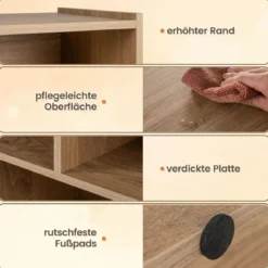 Bücherregal mit 8 Fächern Standregal mit 3 Ebenen Würfelregal 122 x 32 x 93 cm Natur